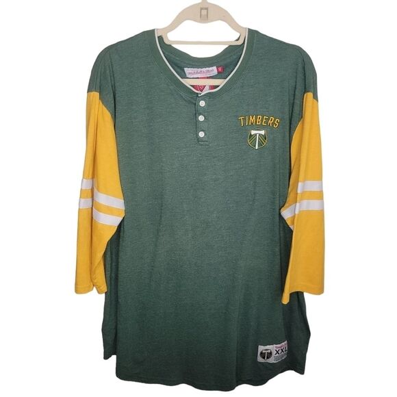 Mitchell & Ness Portland Timbers Henley shirt top XXL - Picture 1 of 8